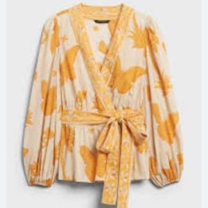 Banana Republic wrap top with balloon sleeves